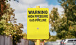 High pressure gas pipeline warning sign, city Vancouver, Canada