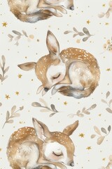 Sticker - Peaceful image of two deer relaxing side by side. Suitable for nature and wildlife themes