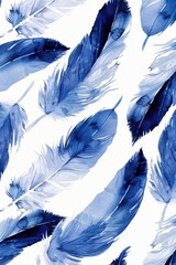 Poster - Vibrant blue feathers on a clean white backdrop, versatile for various design projects