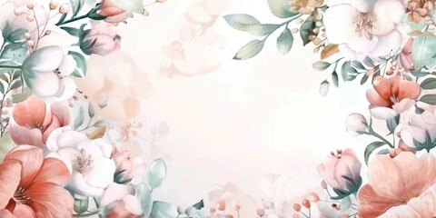 Poster - Beautiful watercolor painting of flowers and leaves on a white background. Perfect for botanical designs and nature-themed projects