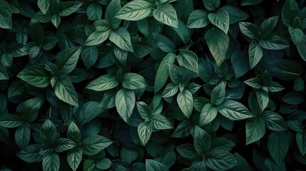 Wall Mural - Detailed view of a bunch of green leaves, suitable for nature themes