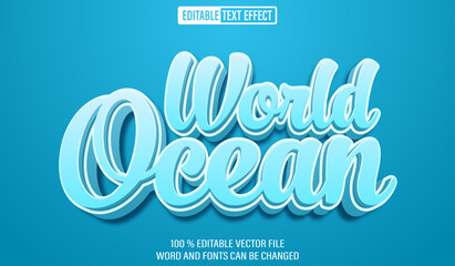 Aufkleber - Editable 3d text style effect - World Ocean text effect Template