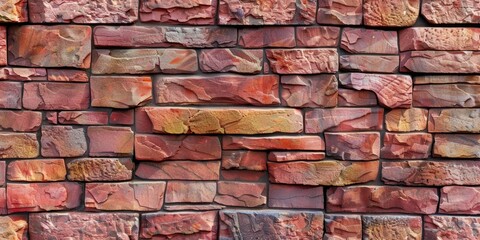 Poster - Detailed close up of a red brick wall, ideal for backgrounds