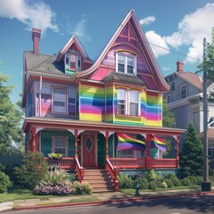 Aufkleber - pride flag house