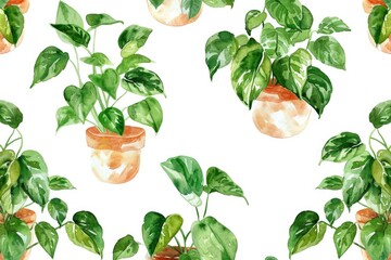 Poster - A beautiful watercolor painting of a potted plant, perfect for home decor or botanical illustrations