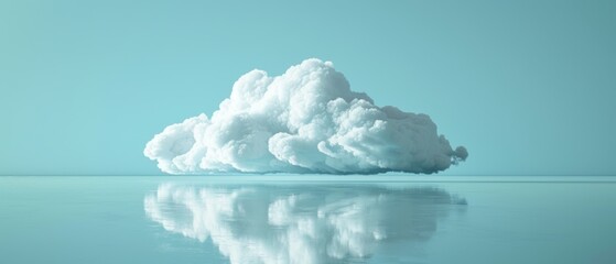 Sticker - An isolated cloud on a pastel blue background. This is a 3D rendering.