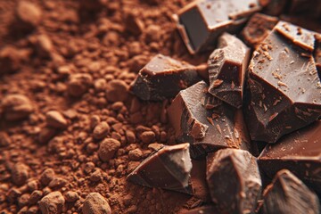 Poster - A pile of chocolate sitting on top of a pile of dirt. Suitable for food and nature concepts