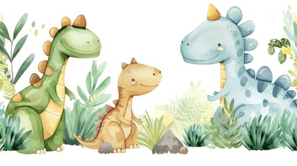 Aufkleber - A pair of dinosaurs standing together. Suitable for educational materials