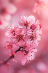 Canvas Print - Close up of a bunch of pink flowers. Suitable for nature and floral concepts