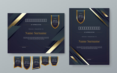 Wall Mural - Black and gold certificate of corporate luxury and modern template. For corporate, achievement, diploma, award, graduation, completion, appreciation, acknowledgement, recognition etc