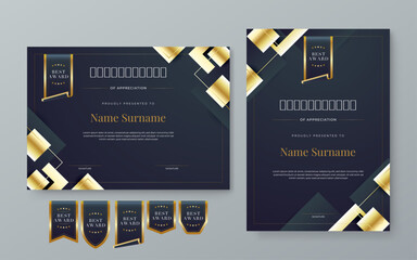 Poster - Black and gold vector professional and modern award corporate certificate design template. For award, business, diploma, workshop, award, graduation, completion, competition and education
