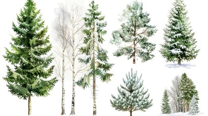 Aufkleber - Snow-covered trees in a winter forest. Perfect for winter-themed designs