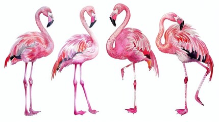 Poster - A group of pink flamingos standing next to each other. Perfect for wildlife and nature themes