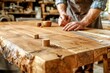 Master Craftsman Measuring Ornate Wooden Carving. Generative ai