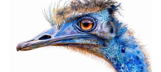 Poster - Close up of an ostrich's head, suitable for educational materials