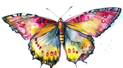 Poster - Vibrant watercolor painting of a colorful butterfly, perfect for nature-themed designs