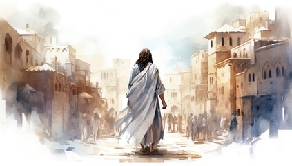 Poster - Watercolor painting of Jesus Christ. 