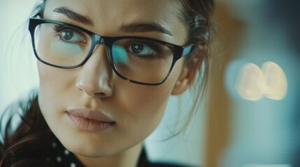 Aufkleber - Close up of a person wearing glasses, suitable for various projects
