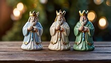 Hree Wise Kings And Baby Jesus Ceramic Figurines