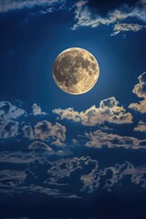 Aufkleber - A stunning image of a full moon in a cloudy night sky. Perfect for various design projects