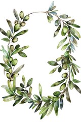 Poster - A wreath of olives and leaves on a clean white background. Perfect for various design projects