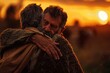 © Bargais - Father embracing his son, Bible story of the prodigal son.