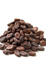 Poster - Fresh cocoa beans on a clean white background. Ideal for food and agriculture concepts