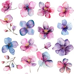 Poster - Beautiful watercolor flowers on a white background. Perfect for various design projects
