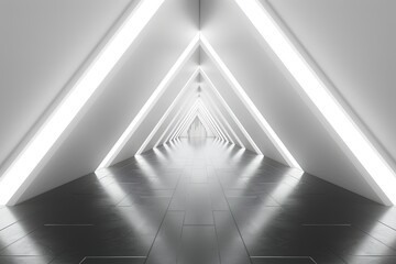 Wall Mural - White tunnel with many lights.