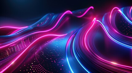 Poster - 3D render abstract background with glowing neon light. Generate AI image