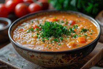 Wall Mural - Plating design of vegan soup on the table