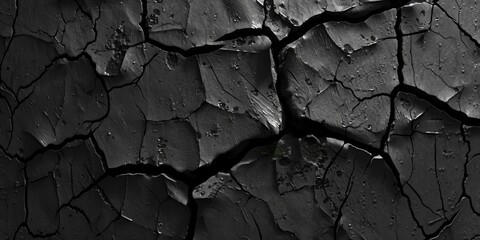 Poster - Black and white photo of a cracked wall texture. Ideal for graphic design projects