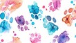 © Fotograf - Watercolor paw prints on a white background. Perfect for animal lovers