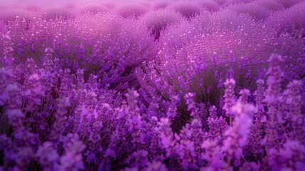 Poster - A person walking through a beautiful field of purple flowers, perfect for nature or outdoor concept