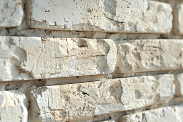 Poster - Detailed shot of a white brick wall, suitable for backgrounds or textures