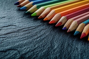 Poster - Colorful pencils on a table, perfect for school or art projects