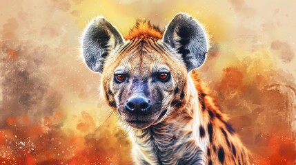 Poster - A close up shot of a hyena with a blurry background. Perfect for wildlife enthusiasts