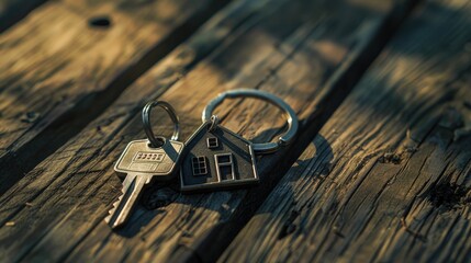 Poster - A couple of keys on a wooden table, suitable for home decor or locksmith concepts