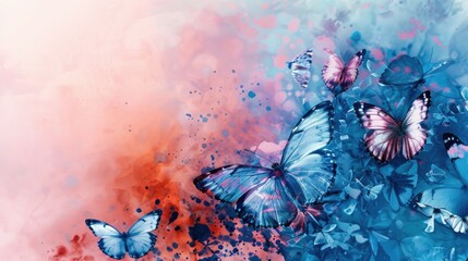 Poster - A vibrant painting of multiple butterflies. Perfect for nature-themed designs