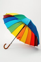 Aufkleber - Bright and cheerful rainbow umbrella with a classic wooden handle, perfect for adding a pop of color to any rainy day outfit. Great for fashion or weather-related projects