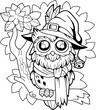 little cute owl wizard, coloring book