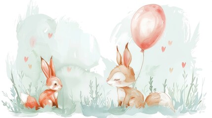 Sticker - Two cute rabbits sitting side by side, perfect for animal lovers or Easter themes