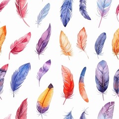 Poster - Vibrant feathers in various colors, perfect for a variety of design projects