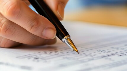 Poster - A close-up shot of a hand signing off on a completed time sheet with a pen. 