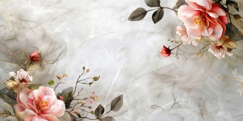 Poster - Colorful flowers painted on a plain white background. Perfect for floral design projects