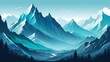 Landscape with cyan mountains. Mountainous terrain. Abstract nature background. Vector illustration.