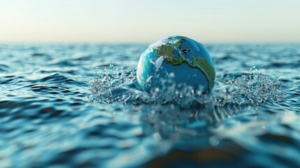 Poster - 3D render of a globe surrounded by flowing water to signify the importance of World Water Day. 