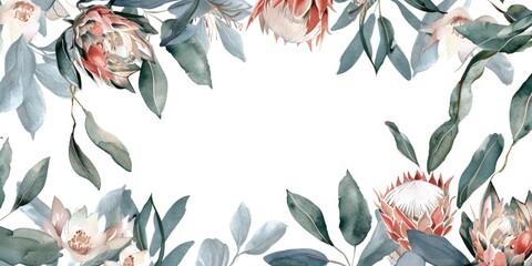 Poster - Beautiful watercolor painting of a floral frame, perfect for various design projects