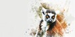 Beautiful watercolor painting of a ring tailed lemur, perfect for nature lovers and animal enthusiasts