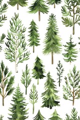 Poster - A bunch of green trees on a white background. Perfect for nature-themed designs